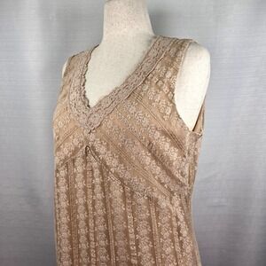 J Jill Lace Babydoll Tank Top Women's‎ Large Petite Beige Boho Sexy Feminine